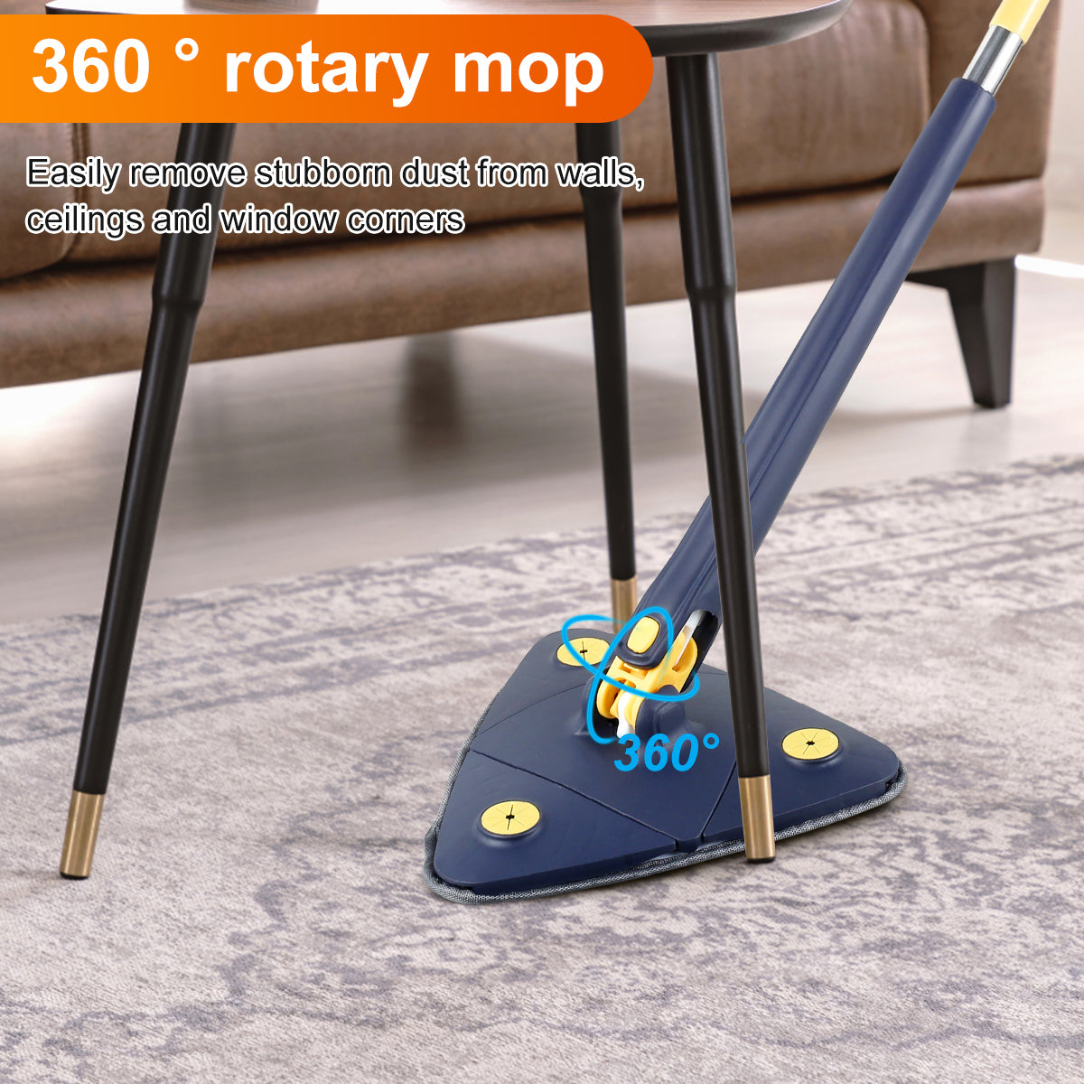 Triangle Mop 360° Rotatable Spin Cleaning Mop Squeeze Wet and Dry Use Water Absorption Home Floor Tools